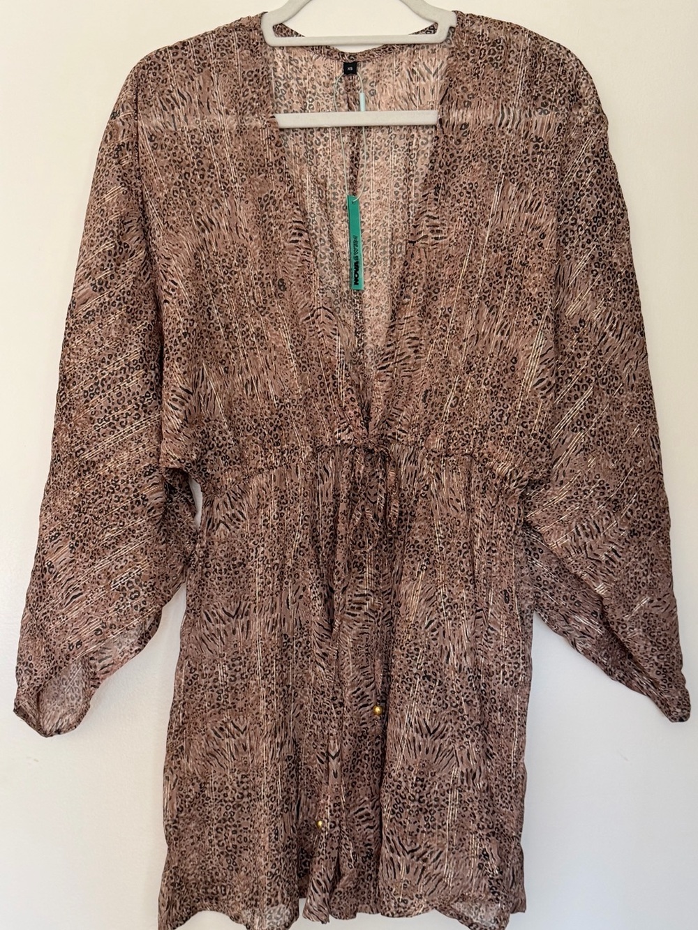 NWT* XS Fashion Nova Wanderlust Calling Leopard Sheer Swim Cover Up Dress